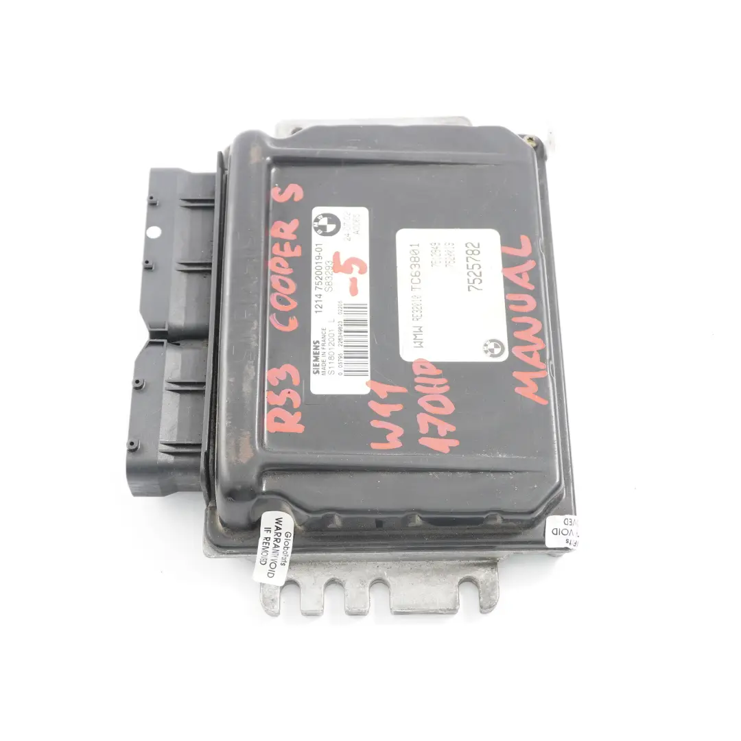 170HP Unità Controllo Motore ECU DME Manuale per MINI Cooper S R52 R53 W11 con numero di parte 7520019 MINI Cooper S R52 R53 W11 170HP Unità Controllo Motore ECU DME Manuale - SKU 7520019-5 - Numero di parte 7520019