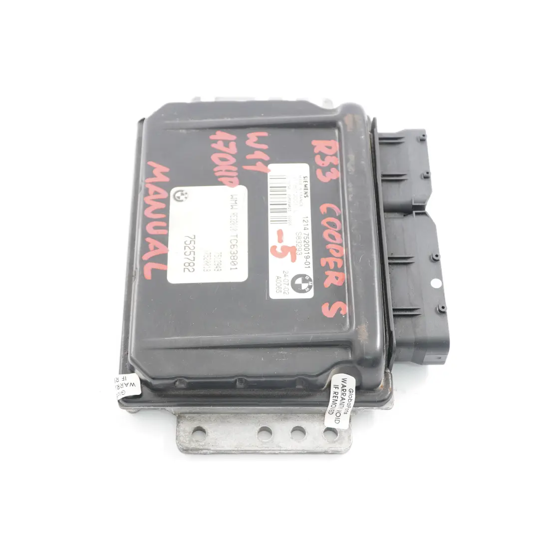 170HP Unità Controllo Motore ECU DME Manuale per MINI Cooper S R52 R53 W11 con numero di parte 7520019 MINI Cooper S R52 R53 W11 170HP Unità Controllo Motore ECU DME Manuale - SKU 7520019-5 - Numero di parte 7520019