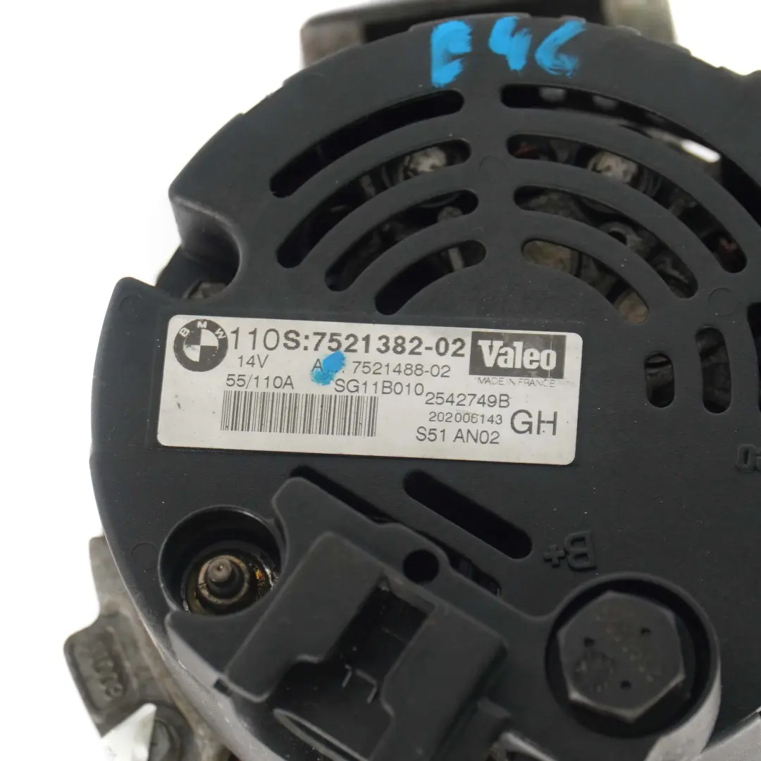 N42 316i 318i Petrol Engine Alternator Generator 110A Valeo 7521382 to BMW 3 E46 with Part number 7521383 BMW 3 E46 N42 316i 318i Petrol Engine Alternator Generator 110A Valeo 7521382 - SKU 7521383 - Part number 7521383