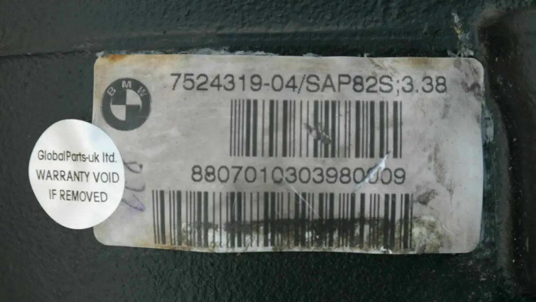 Differential Diff 3,38 Ratio WARRANTY to BMW E87 E90 E91 118i 318i Rear with Part number 7524319 BMW E87 E90 E91 118i 318i Rear Differential Diff 3,38 Ratio WARRANTY - SKU 7524319 - Part number 7524319