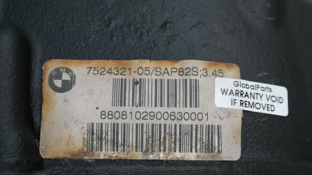 BMW E87 E90 LCI 120i 320i Diferencial trasero Ratio 3,45 GARANTIA - SKU 7524321 - Número de pieza 7524322