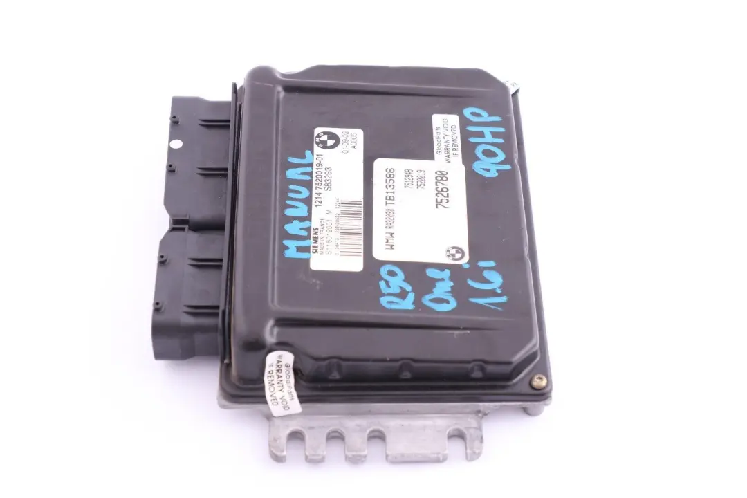 Control Unit DME Manual 7520019 BMW Mini R50 One 1.6i Petrol Engine - SKU 7526780 - Part number 7526780