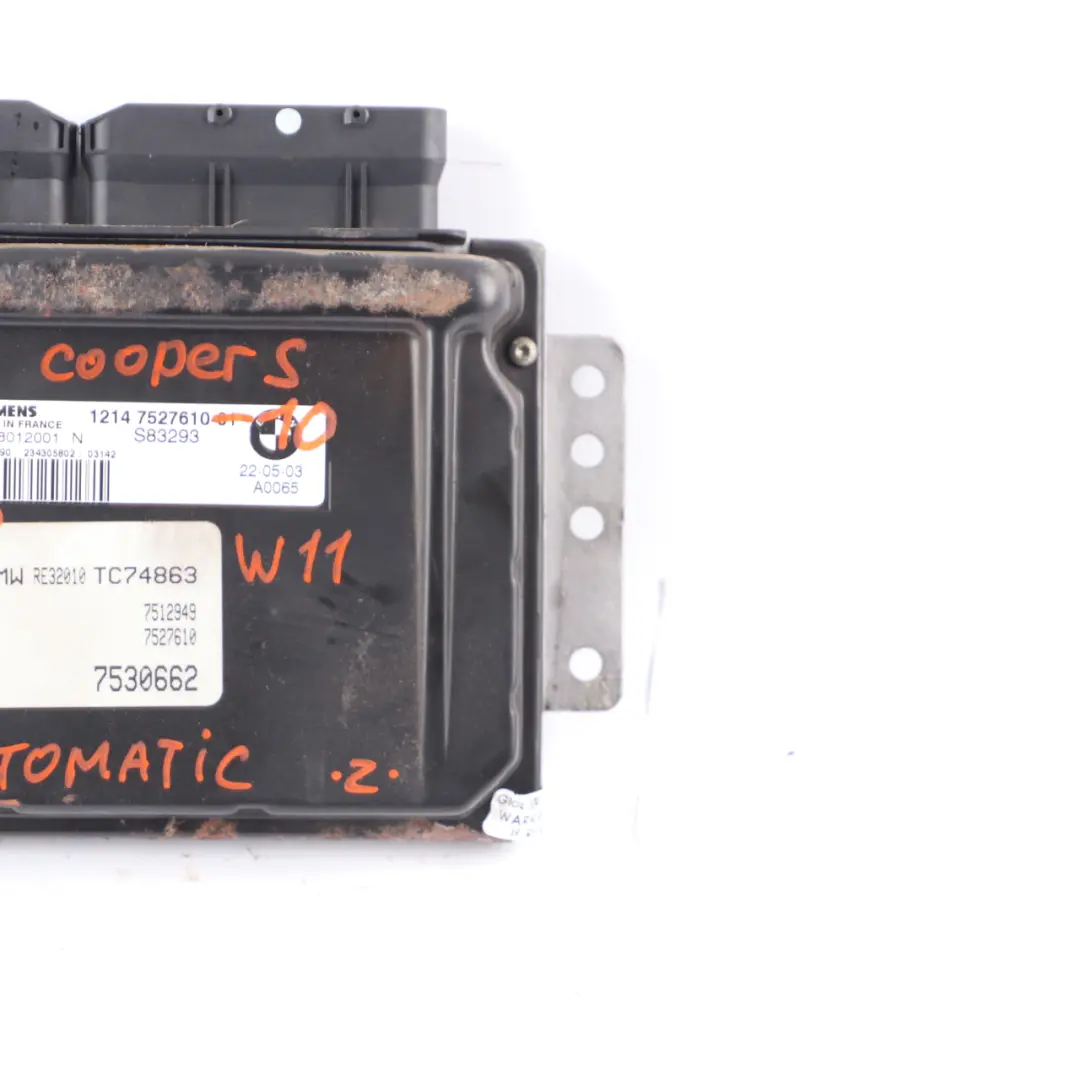 MINI Cooper S R53 W11 170HP Engine Control Unit Module ECU DME Automatic - SKU 7527610-10 - Part number 7527610