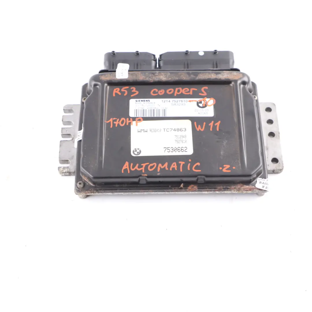 MINI Cooper S R53 W11 170HP Engine Control Unit Module ECU DME Automatic - SKU 7527610-10 - Part number 7527610