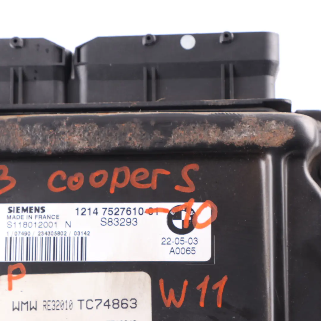 170HP Engine Control Unit Module ECU DME Automatic to MINI Cooper S R53 W11 with Part number 7527610 MINI Cooper S R53 W11 170HP Engine Control Unit Module ECU DME Automatic - SKU 7527610-10 - Part number 7527610