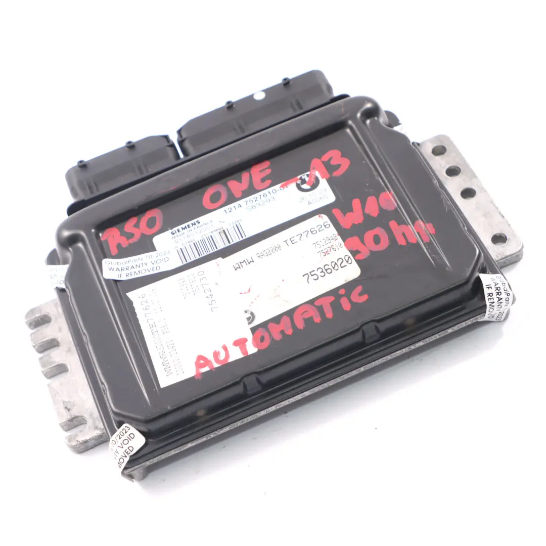 90CV Module unité contrôle ECU moteur DME Automatique pour MINI One R50 W10 à propos du numéro de pièce 7527610 MINI One R50 W10 90CV Module unité contrôle ECU moteur DME Automatique - SKU 7527610-13 - Numéro de pièce 7527610