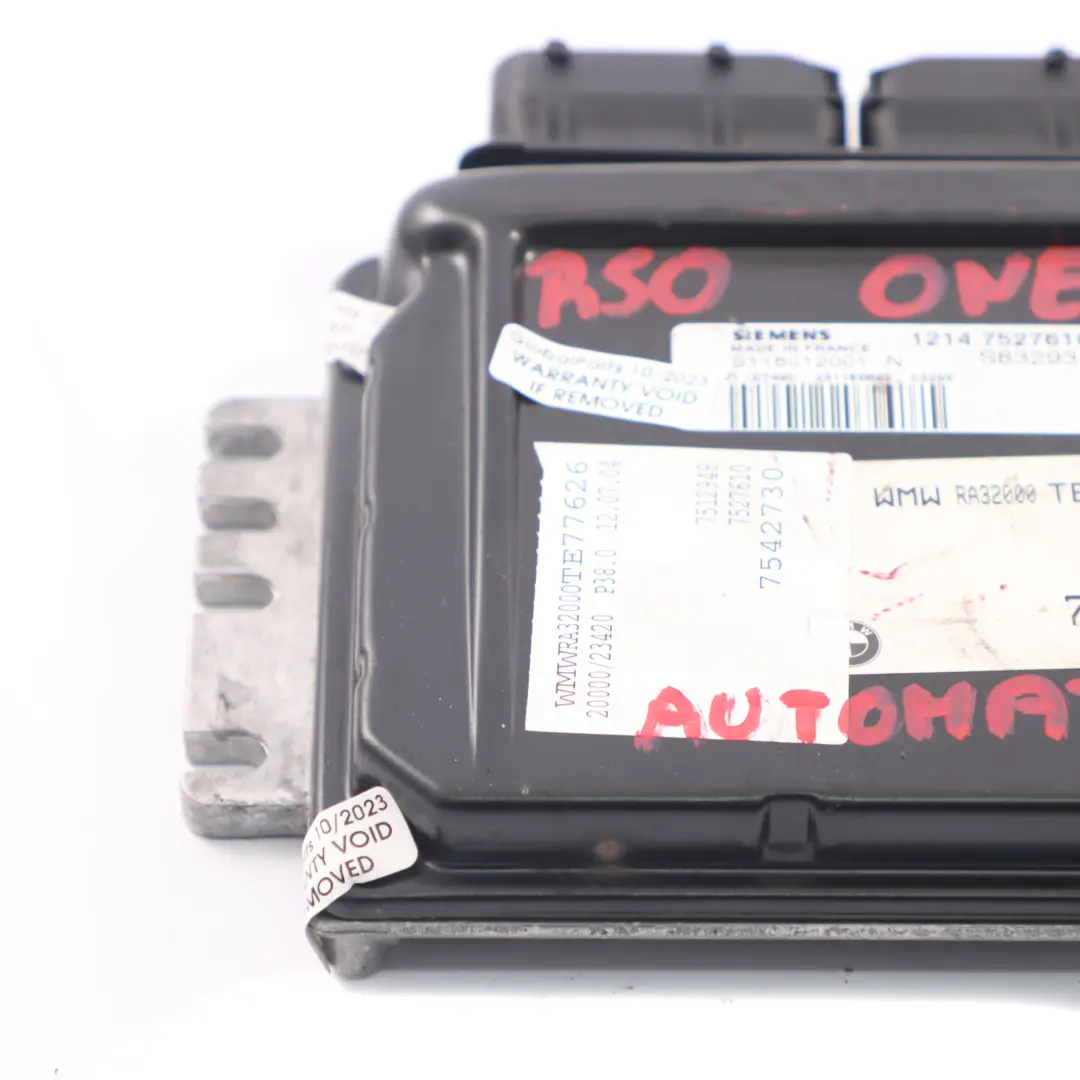 90HP Motore ECU Modulo Unità Controllo DME Automatico per MINI One R50 W10 con numero di parte 7527610 MINI One R50 W10 90HP Motore ECU Modulo Unità Controllo DME Automatico - SKU 7527610-13 - Numero di parte 7527610