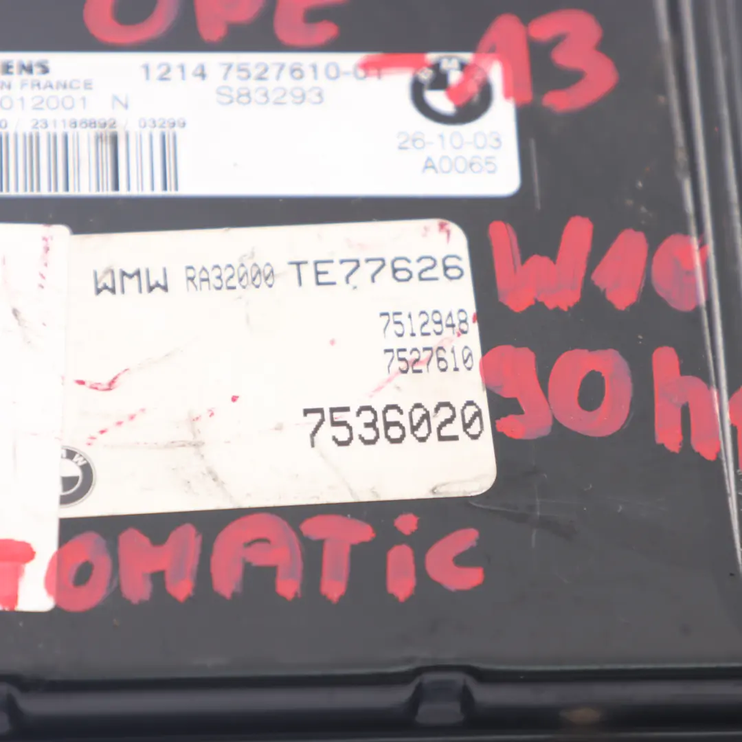 90HP Engine ECU Control Unit Module DME Automatic MINI One R50 W10 - SKU 7527610-13 - Part number 7527610