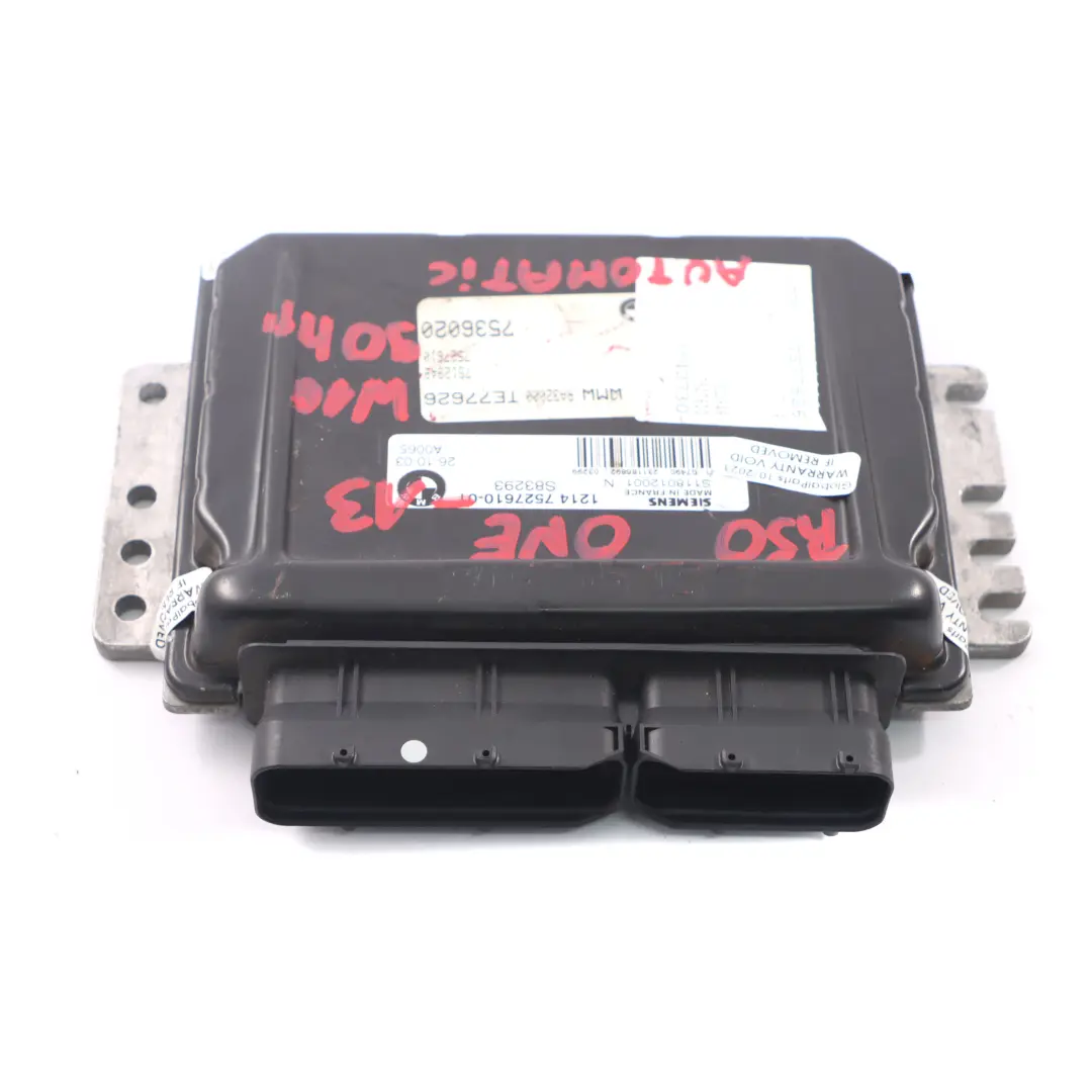 MINI One R50 W10 90HP Motor ECU Unidad de Control Módulo DME Automático - SKU 7527610-13 - Número de pieza 7527610