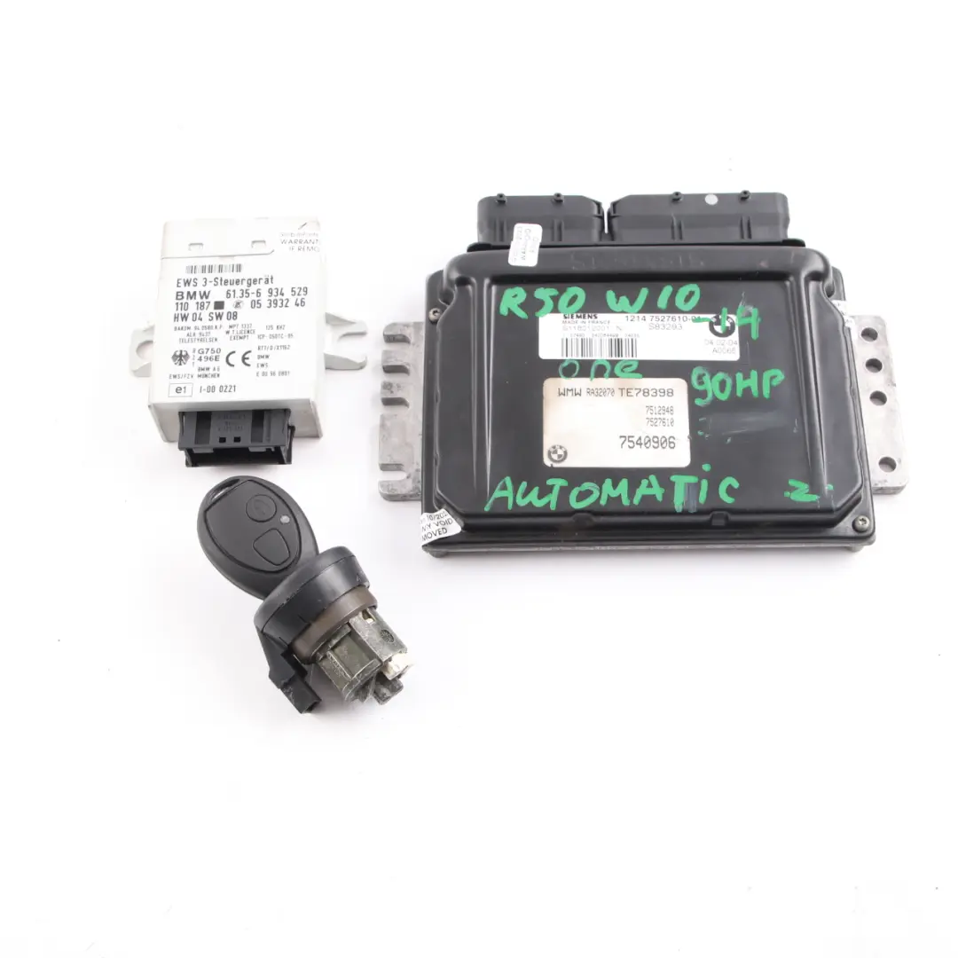 MINI One R50 1.6 W10 90HP ECU Kit Engine Control Unit DME EWS Key Manual - SKU 7527610-14 - Part number 7527610