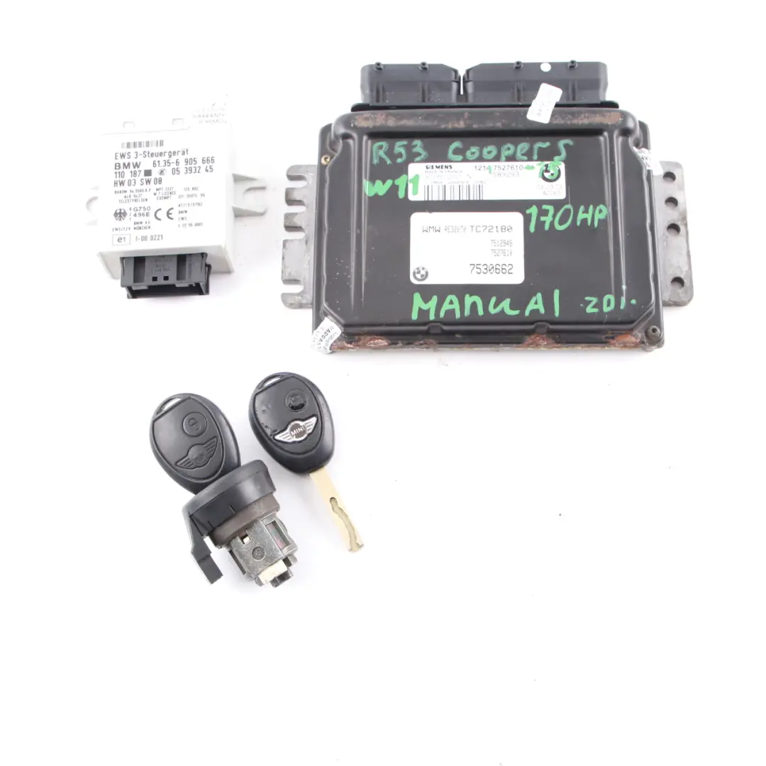 MINI Cooper R53 W11 170HP Motor ECU Kit DME EWS Schlüssel Handbuch - SKU 7527610-15 - Teilenummer 7527610
