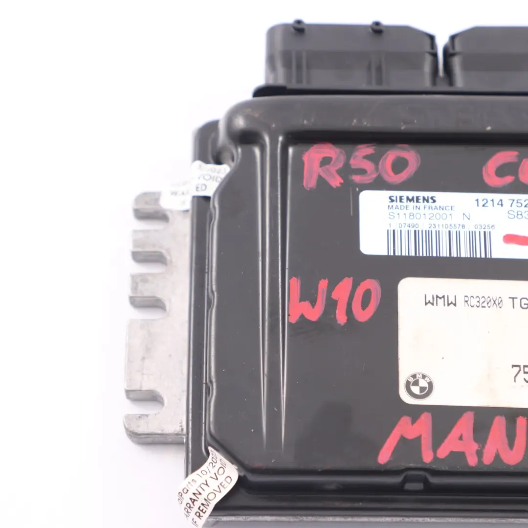 116HP Engine ECU Kit DME + EWS + Key Manual MINI Cooper R50 W10 - SKU 7527610-1 - Part number 7527610