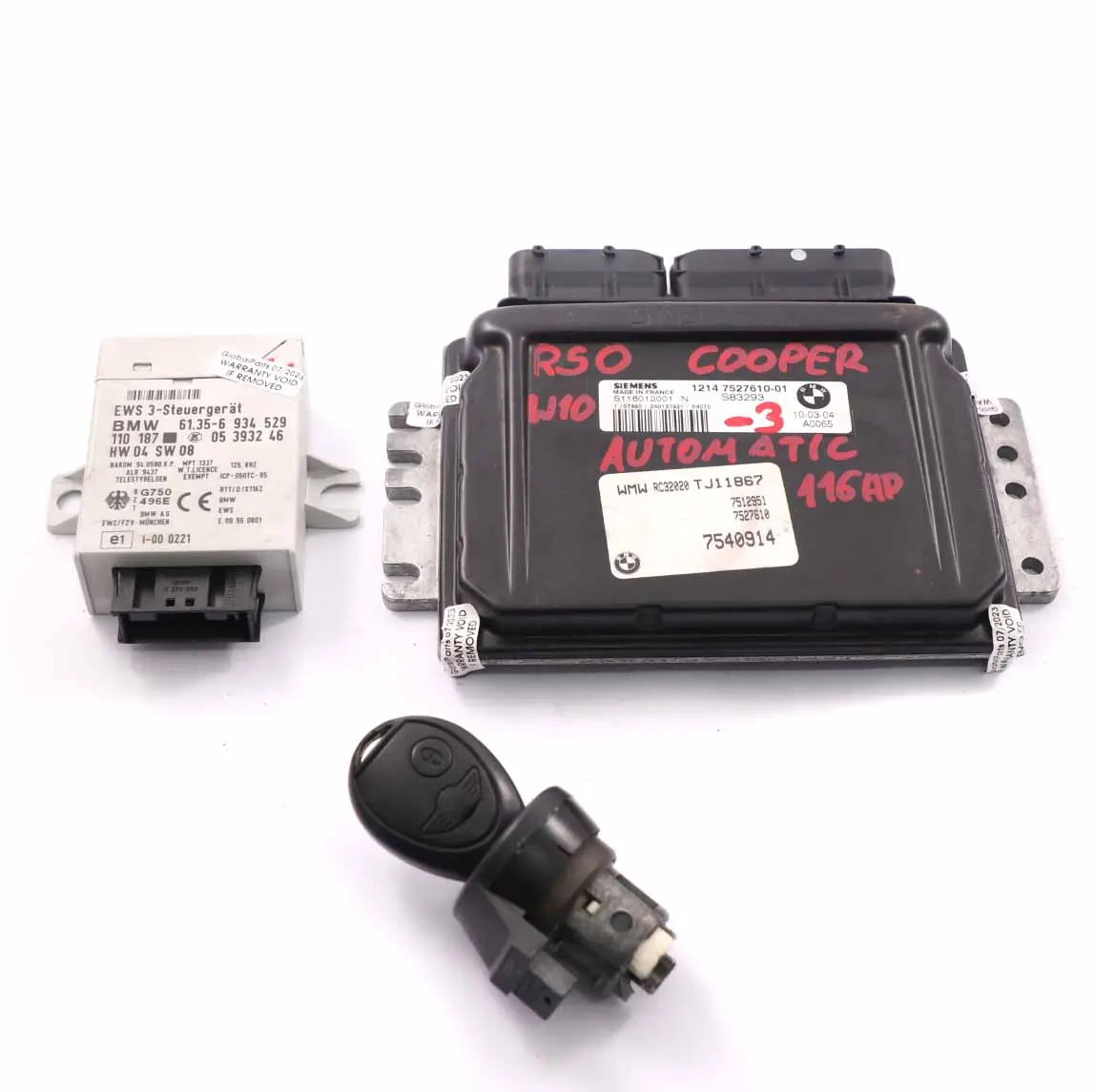 Mini Cooper R50 W10 90HP Engine ECU Kit DME 7527610 + EWS + Key Automatic