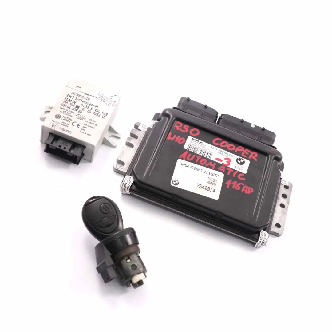 90HP Engine ECU Kit DME + EWS + Key Automatic Mini Cooper R50 W10 - SKU 7527610-3 - Part number 7527610