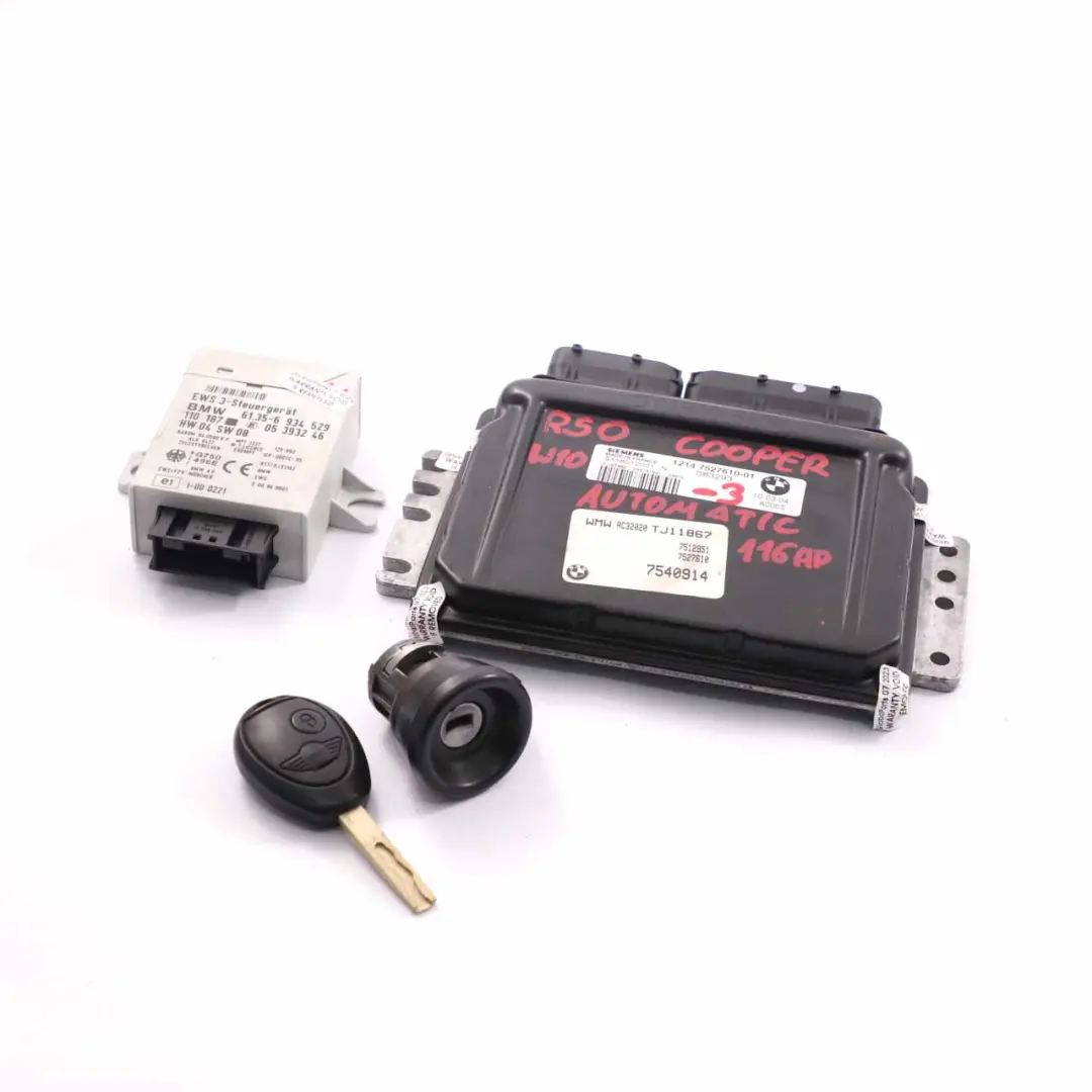 90HP motore ECU Kit DME EWS chiave automatica per Mini Cooper R50 W10 con numero di parte 7527610 Mini Cooper R50 W10 90HP motore ECU Kit DME EWS chiave automatica - SKU 7527610-3 - Numero di parte 7527610