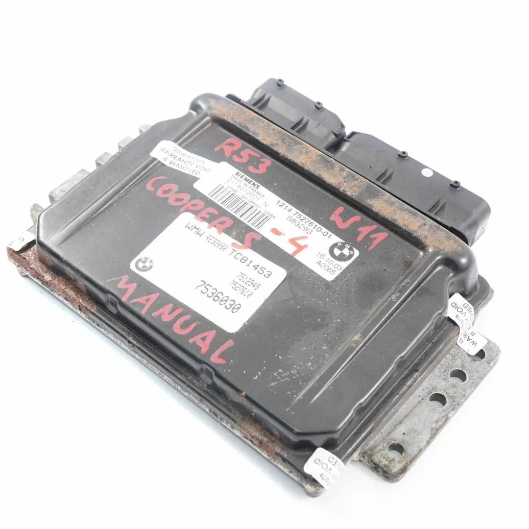 MINI Cooper S R53 W11 170HP Engine Control Unit ECU Kit DME Manual - SKU 7527610-4 - Part number 7527610