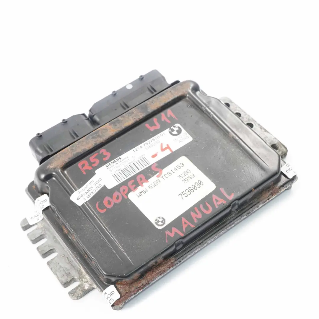 MINI Cooper S R53 W11 170HP Engine Control Unit ECU Kit DME Manual - SKU 7527610-4 - Part number 7527610