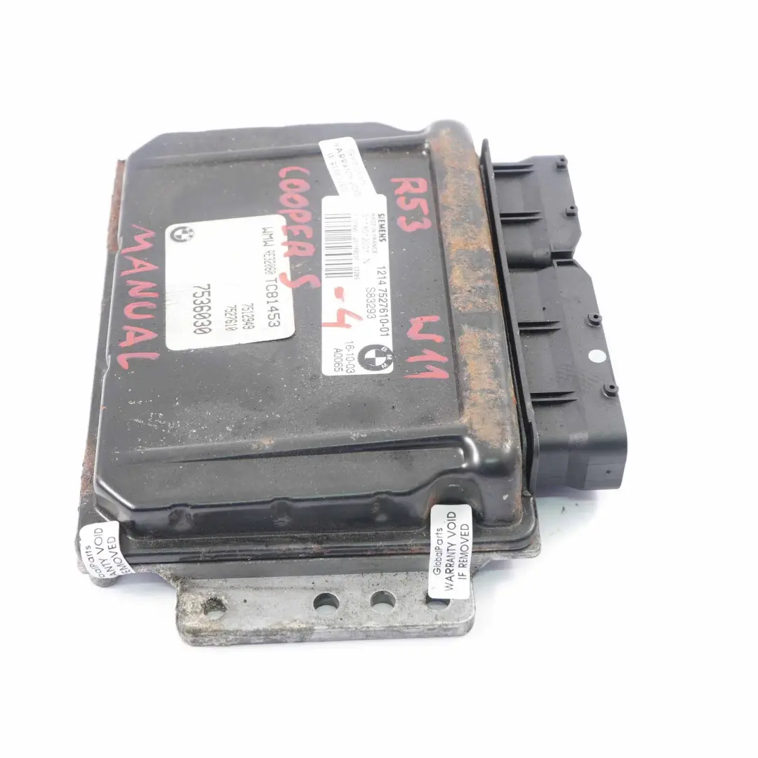MINI Cooper S R53 W11 170HP Engine Control Unit ECU Kit DME Manual - SKU 7527610-4 - Part number 7527610