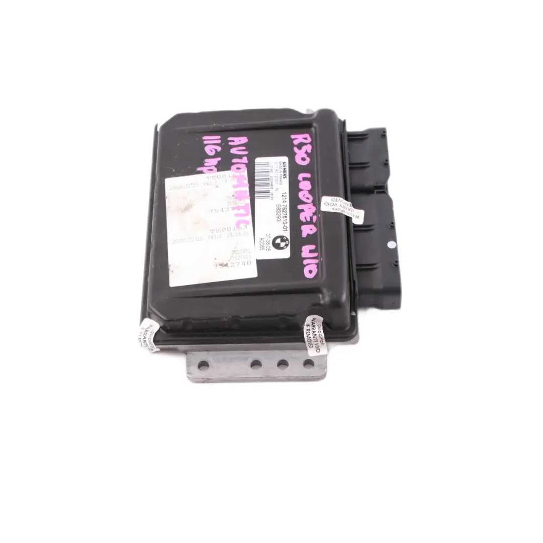 Mini Cooper R50 W10 116HP Petrol Engine Control Unit ECU DME Automatic - SKU 7527610 - Part number 7527610