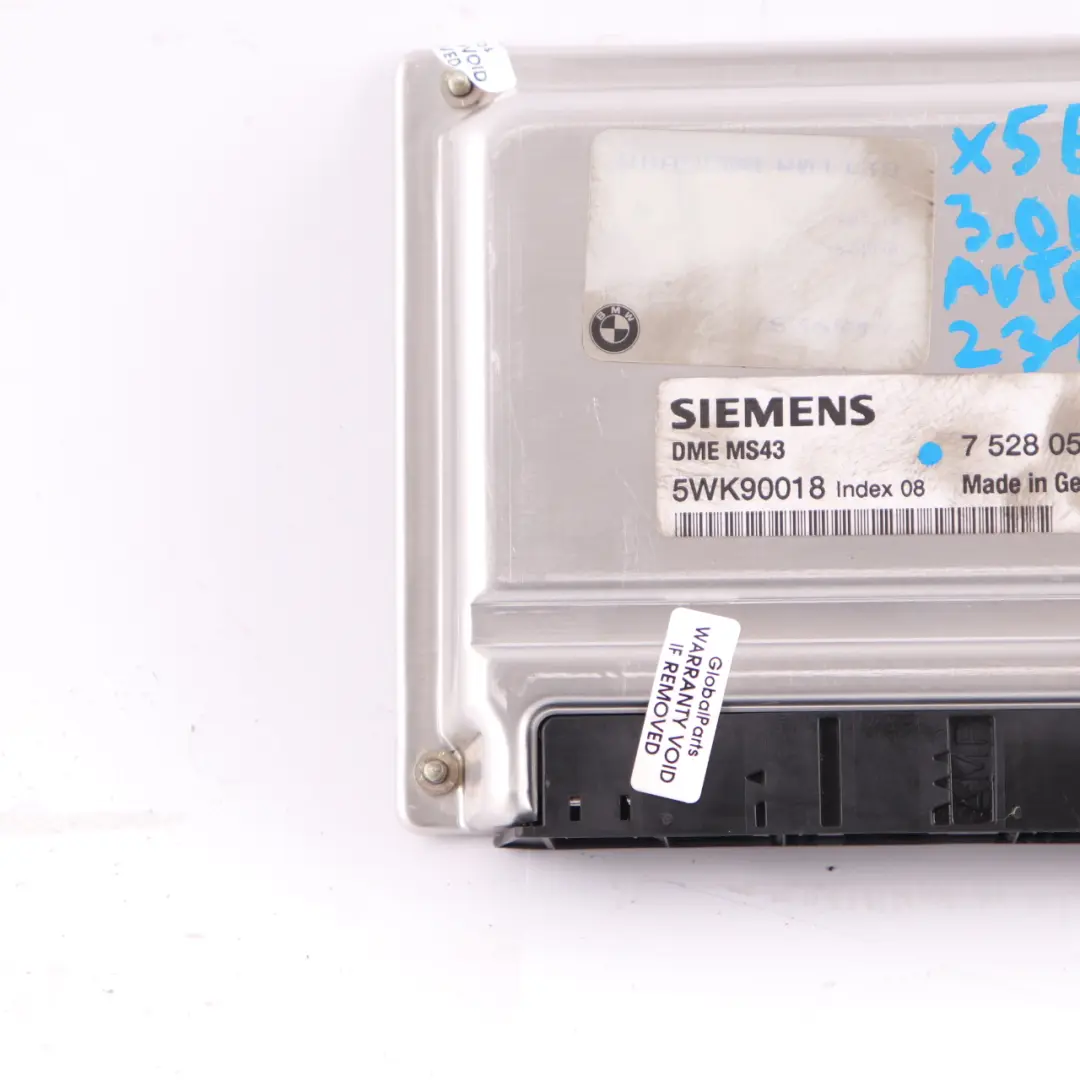 M54 231HP Engine Control Module Unit ECU DME Automatic to BMW X5 E53 3.0i with Part number 7528050 BMW X5 E53 3.0i M54 231HP Engine Control Module Unit ECU DME Automatic - SKU 7528050 - Part number 7528050