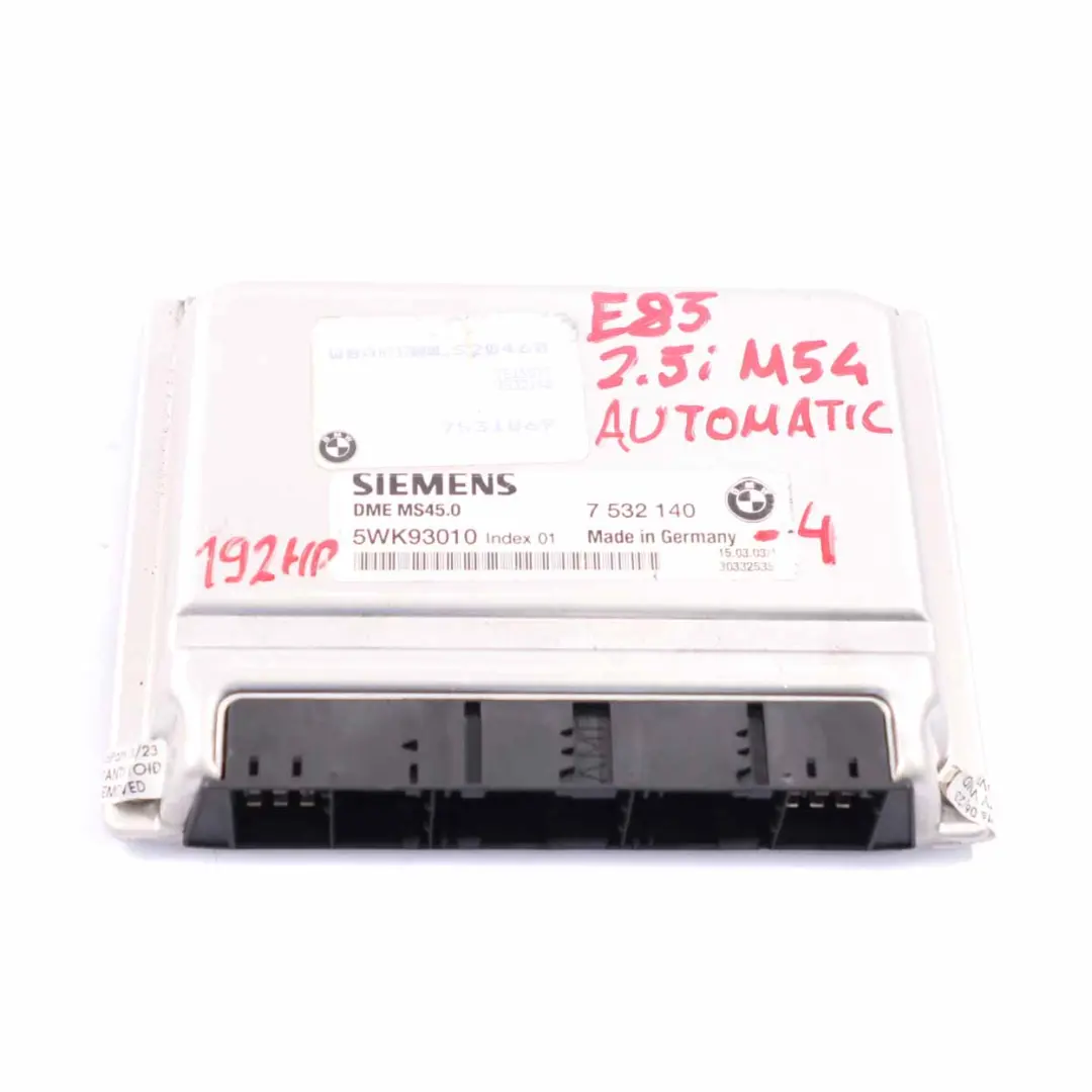 M54 192HP Motor ECU DME Steuergerät Automatik für BMW X3 E83 Z4 E85 2.5i mit Teilenummer 7532140 BMW X3 E83 Z4 E85 2.5i M54 192HP Motor ECU DME Steuergerät Automatik - SKU 7532140-4 - Teilenummer 7532140