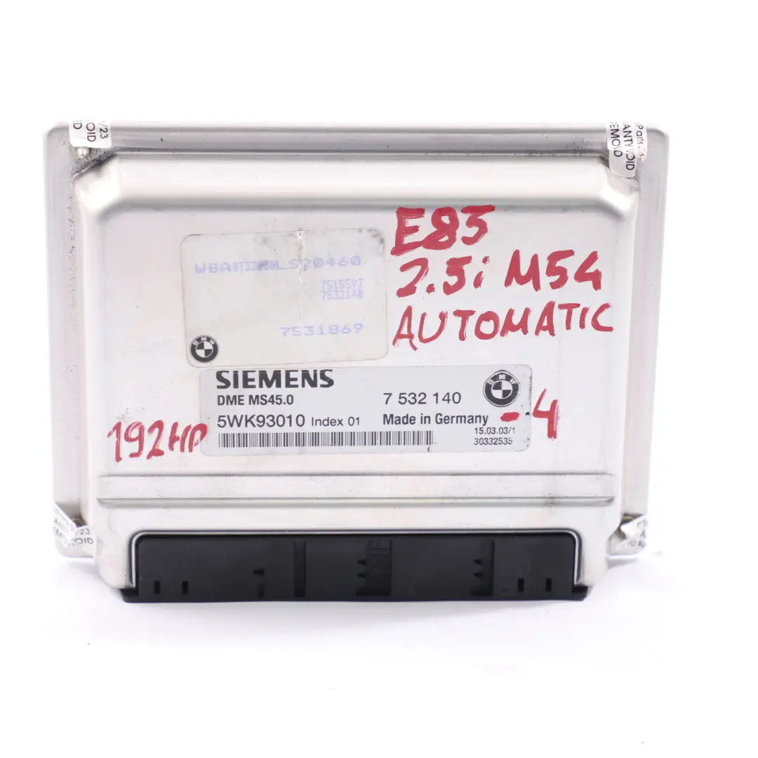 BMW X3 E83 Z4 E85 2.5i M54 192HP Engine ECU DME Control Unit Automatic - SKU 7532140-4 - Part number 7532140