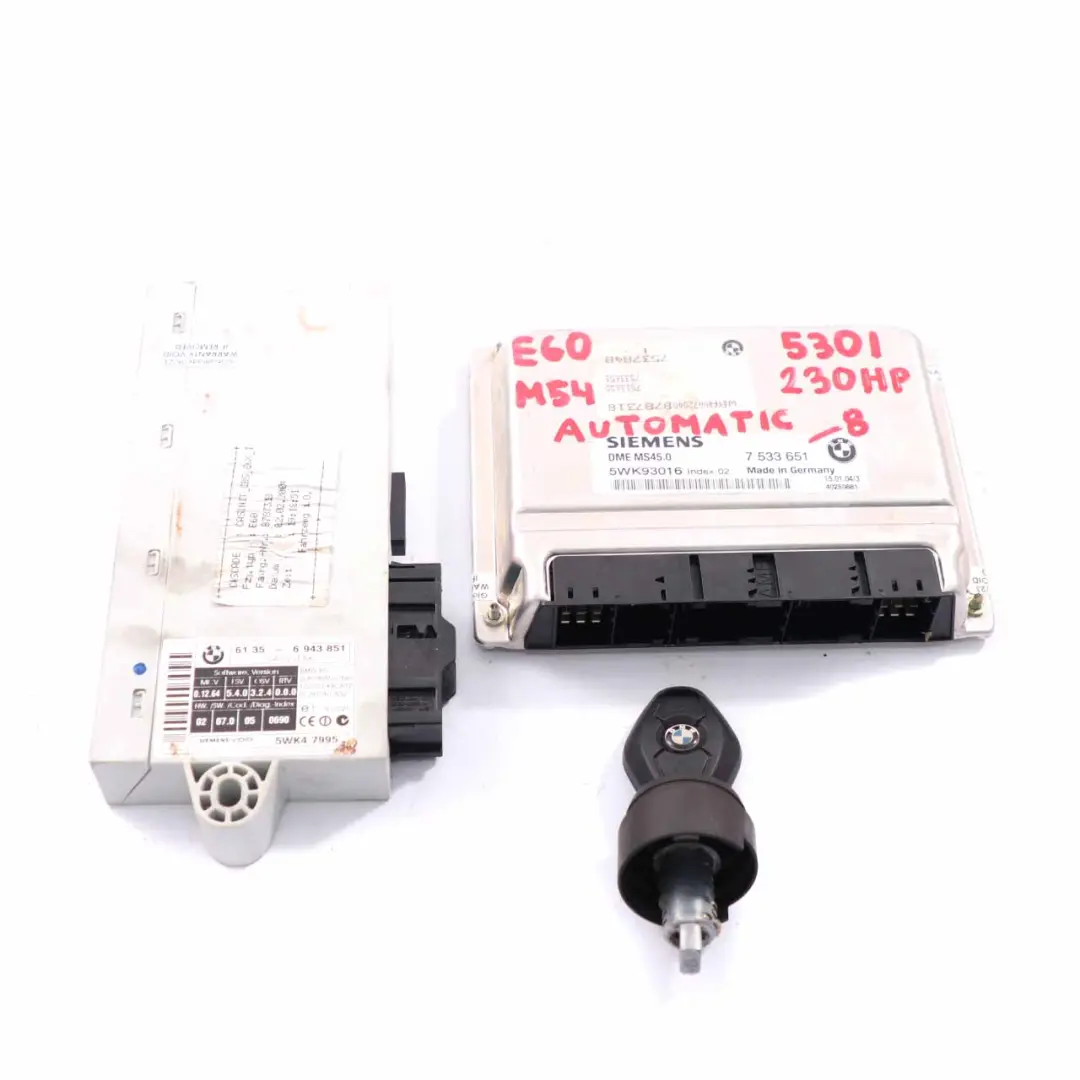 M54 231PS Motor ECU Kit Einheit DME CAS2 Schlüssel für BMW E60 530i mit Teilenummer 7533651 BMW E60 530i M54 231PS Motor ECU Kit Einheit DME CAS2 Schlüssel - SKU 7533651-8 - Teilenummer 7533651