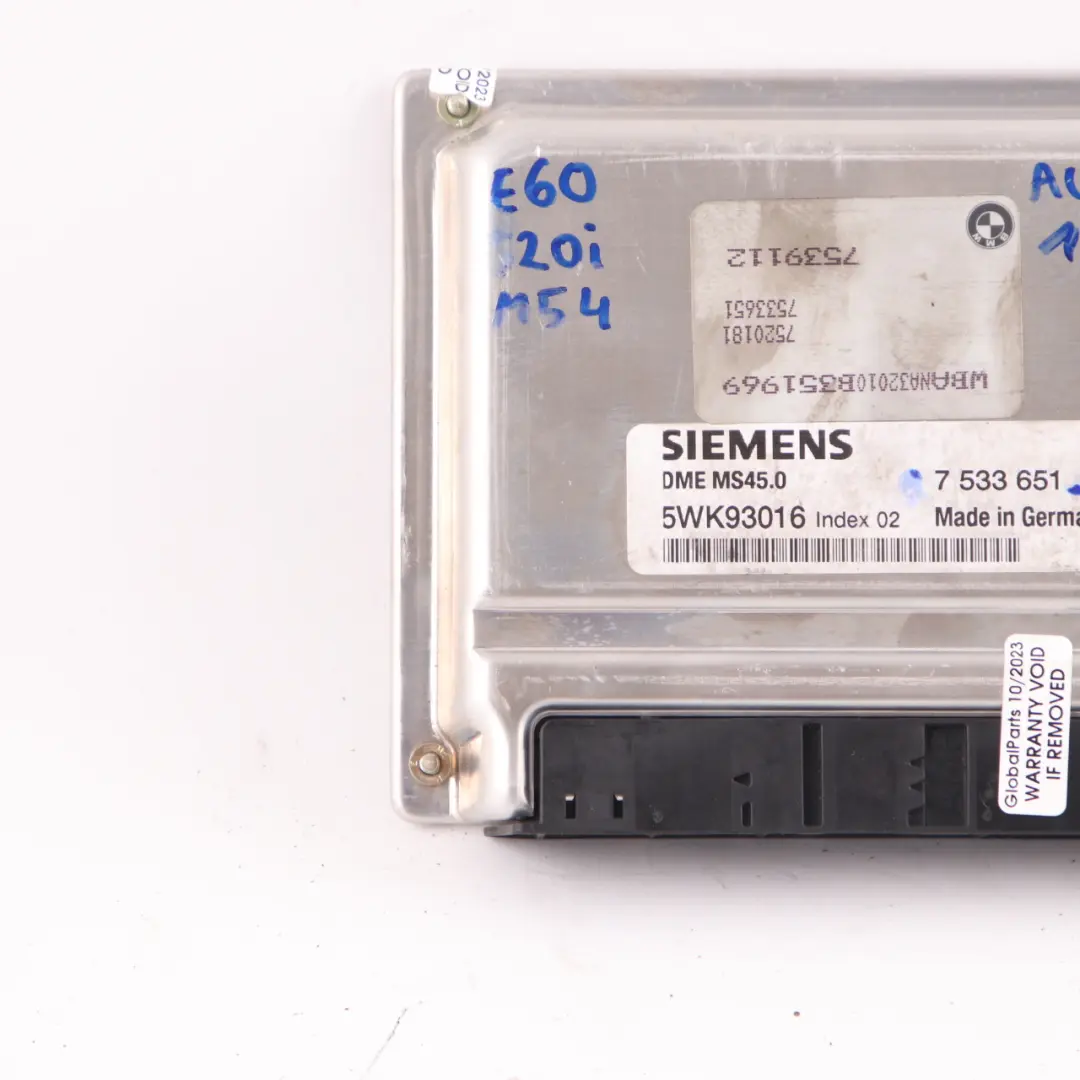 BMW E60 520i Petrol M54 170HP Engine ECU Control Module DME Automatic - SKU 7533651-9 - Part number 7533651