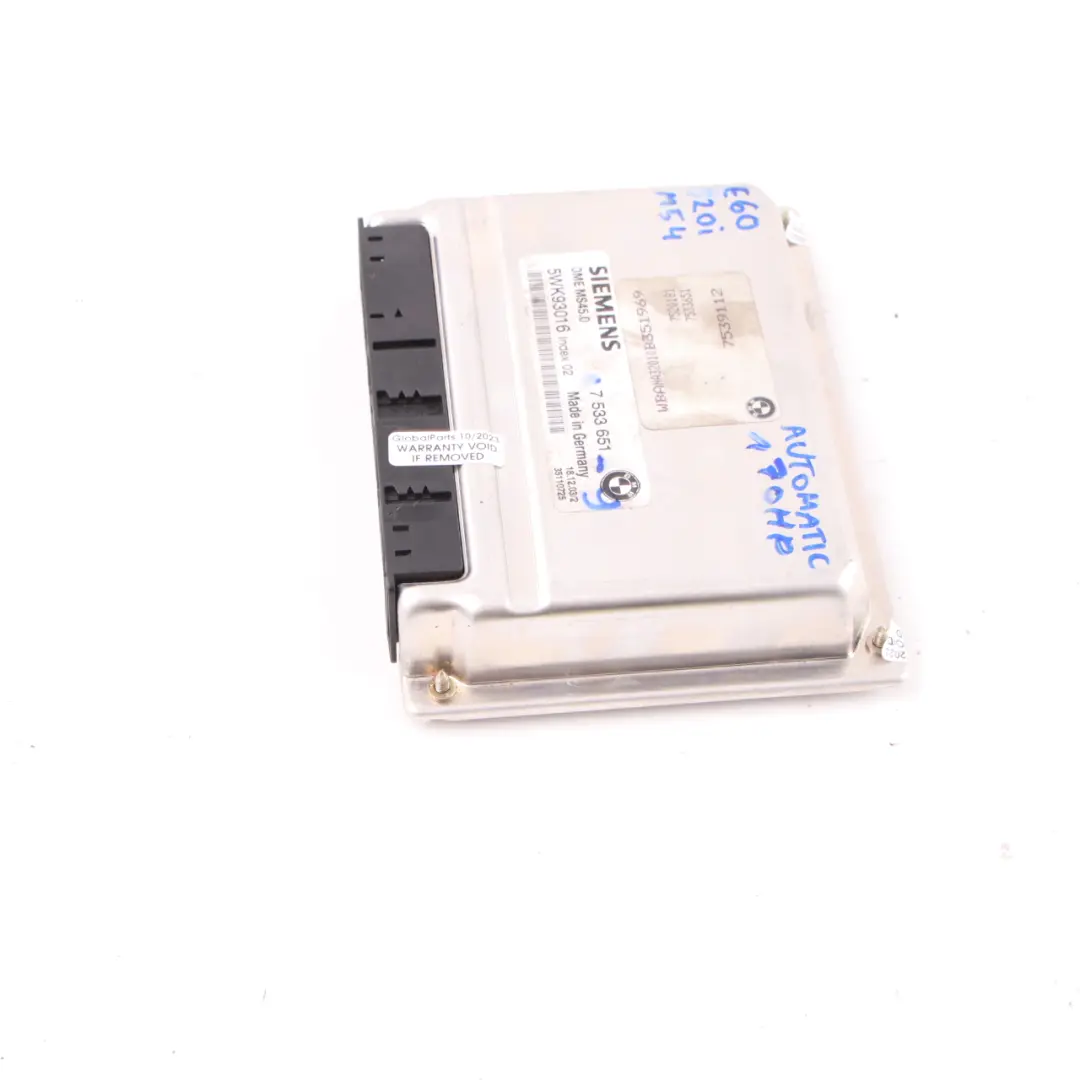 BMW E60 520i Petrol M54 170HP Engine ECU Control Module DME Automatic - SKU 7533651-9 - Part number 7533651