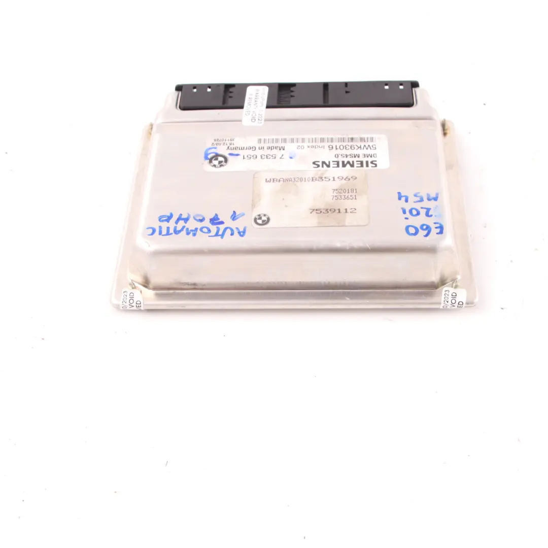 M54 170HP Engine ECU Control Module DME Automatic to BMW E60 520i Petrol with Part number 7533651 BMW E60 520i Petrol M54 170HP Engine ECU Control Module DME Automatic - SKU 7533651-9 - Part number 7533651