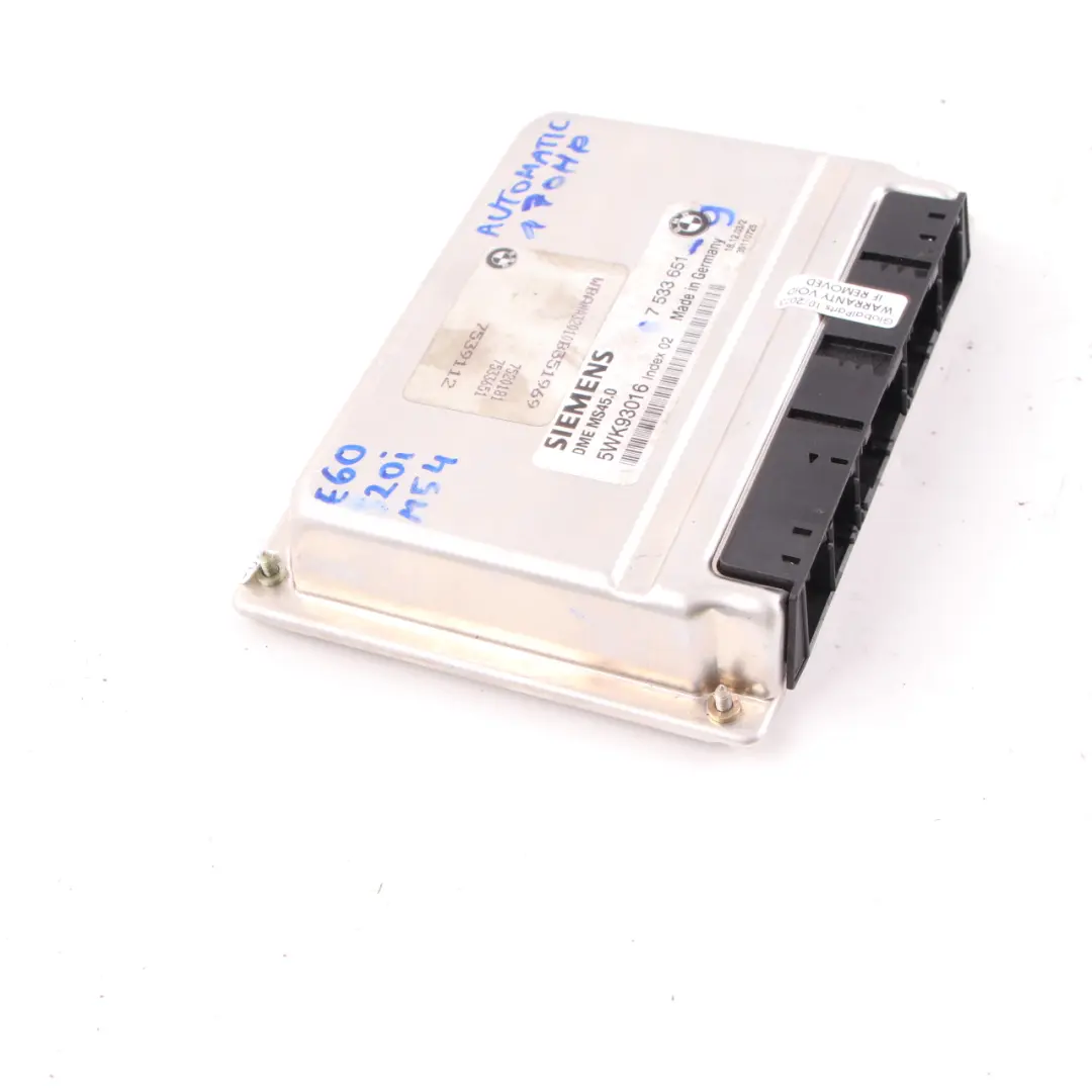 BMW E60 520i Petrol M54 170HP Engine ECU Control Module DME Automatic - SKU 7533651-9 - Part number 7533651