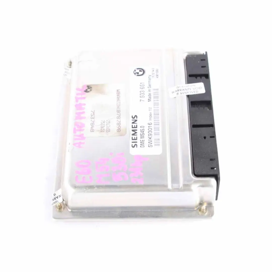 BMW E60 530i Petrol M54 Engine ECU Control Unit Module DME Automatic - SKU 7533651 - Part number 7533651