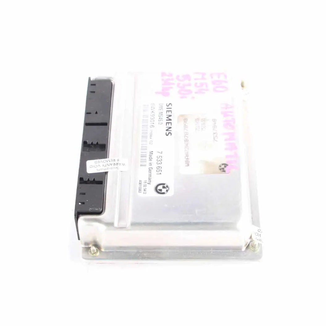 BMW E60 530i Petrol M54 Engine ECU Control Unit Module DME Automatic - SKU 7533651 - Part number 7533651