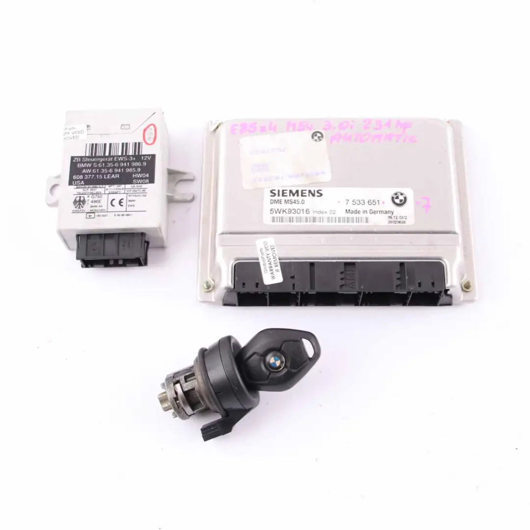 M54 Engine ECU Control Unit Module DME Automatic to BMW E60 530i Petrol with Part number 7533651 BMW E60 530i Petrol M54 Engine ECU Control Unit Module DME Automatic - SKU 7533651 - Part number 7533651
