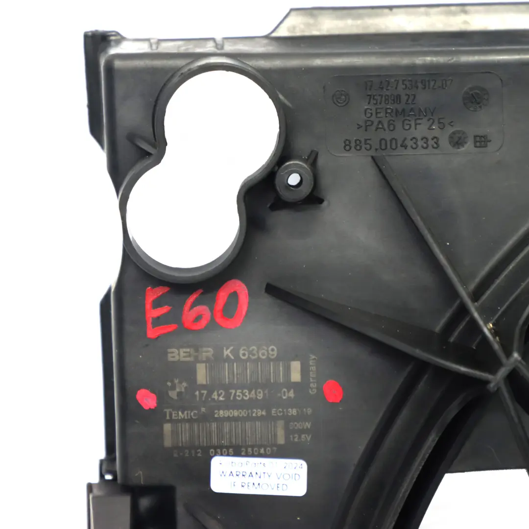  Ventilateur de radiateur BMW E60 E63 540i 550i 650i N62N Boîtier de moteur 600W - SKU 7534911 - Numéro de pièce 7534911