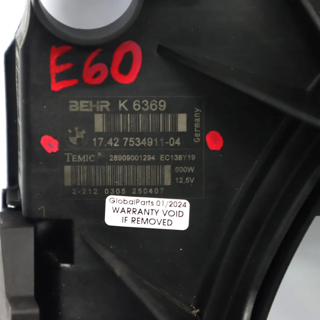  Ventola Radiatore BMW E60 E63 540i 550i 650i N62N Motore Radiatore Ventola 600W - SKU 7534911 - Numero di parte 7534911