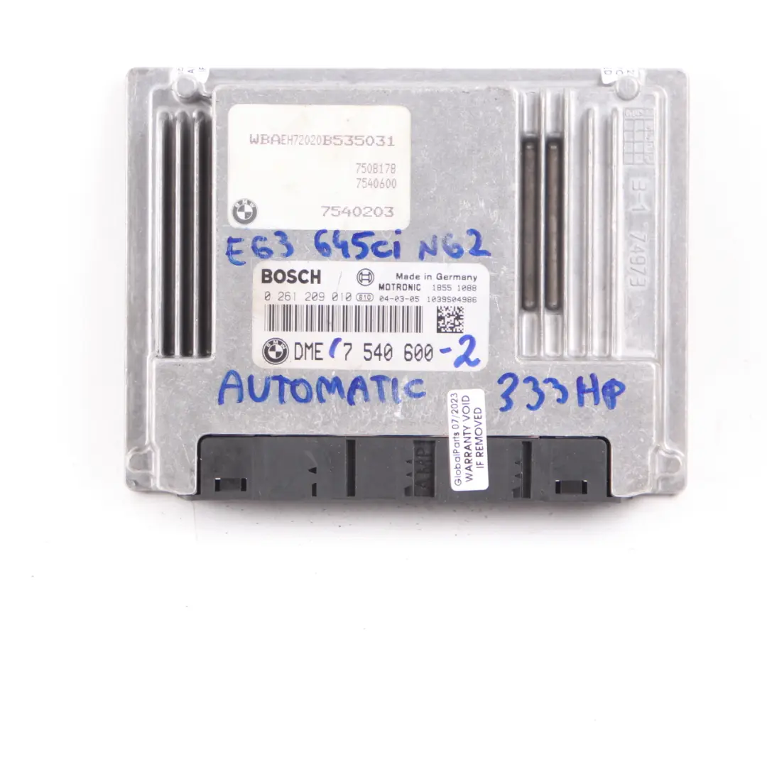 BMW E63 E64 645Ci N62 333HP ECU Kit Engine Control Unit DME CAS2 - SKU 7540600-2 - Part number 7540600