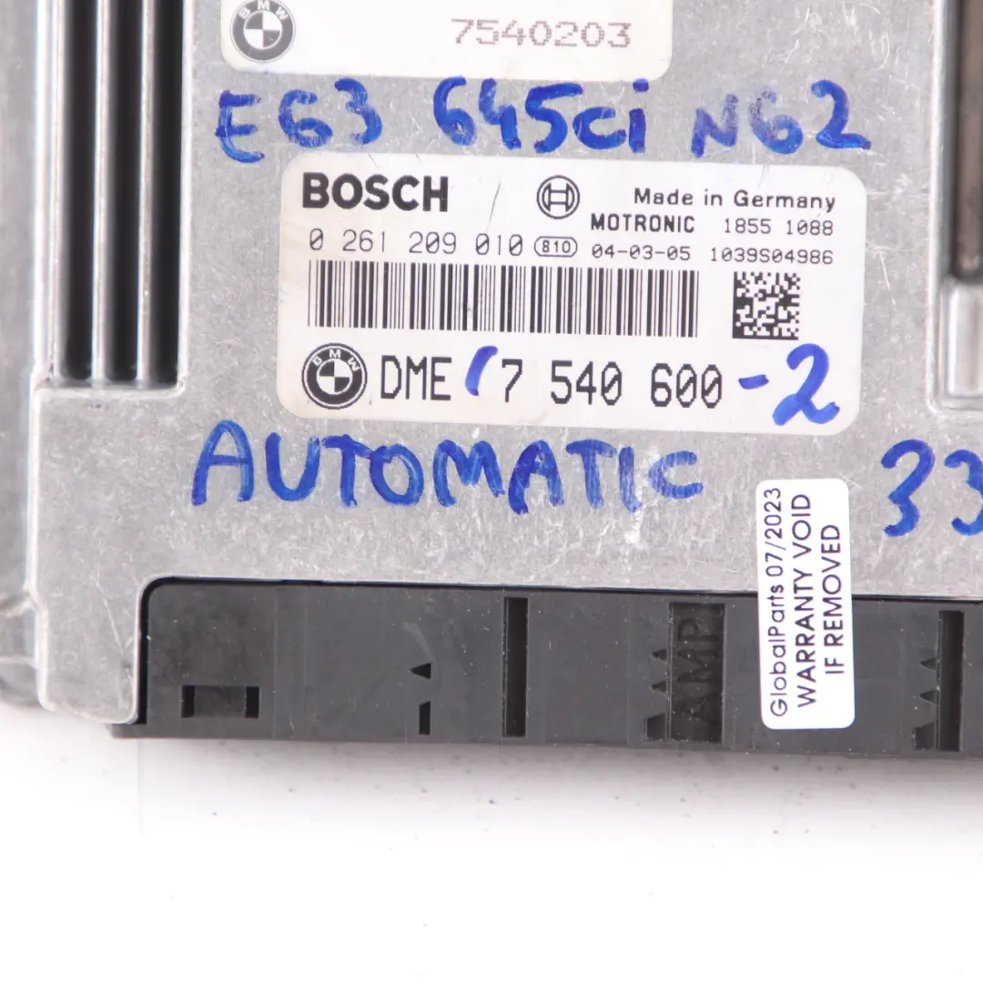 BMW E63 E64 645Ci N62 333HP ECU Kit Engine Control Unit DME CAS2 - SKU 7540600-2 - Part number 7540600