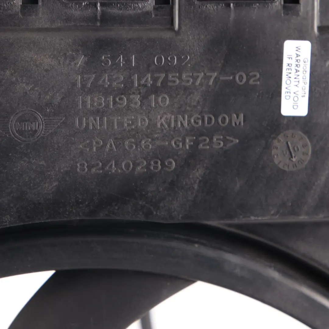 Radiator Fan Mini Cooper R50 R52 R53 Petrol Engine Cooling Housing 1475577 to with Part number 7541092 Radiator Fan Mini Cooper R50 R52 R53 Petrol Engine Cooling Housing 1475577 - SKU 7541092-1 - Part number 7541092