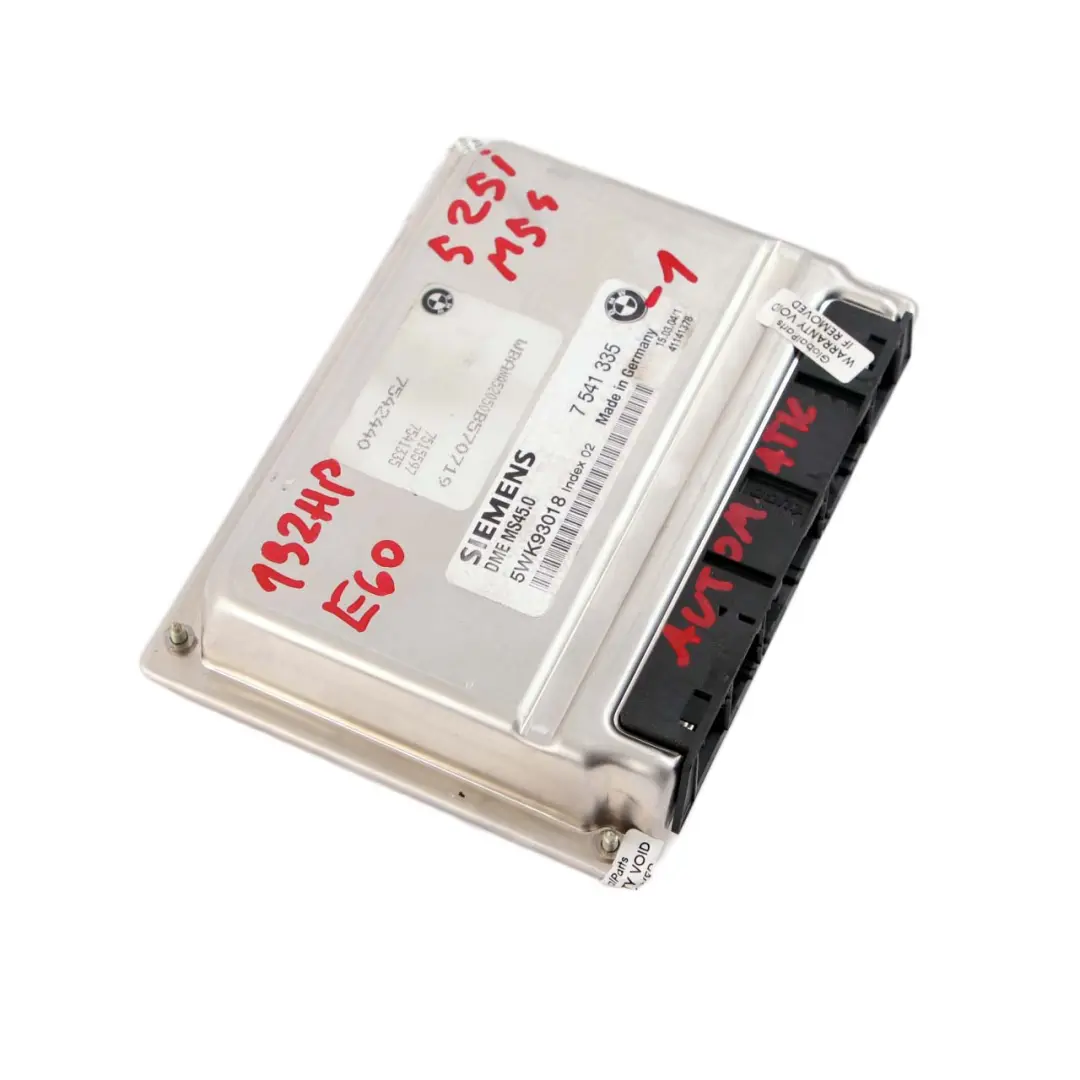 M54 192HP ECU Engine Control Unit DME Automatic to BMW 5 Series E60 525i with Part number 7541335 BMW 5 Series E60 525i M54 192HP ECU Engine Control Unit DME Automatic - SKU 7541335-2 - Part number 7541335