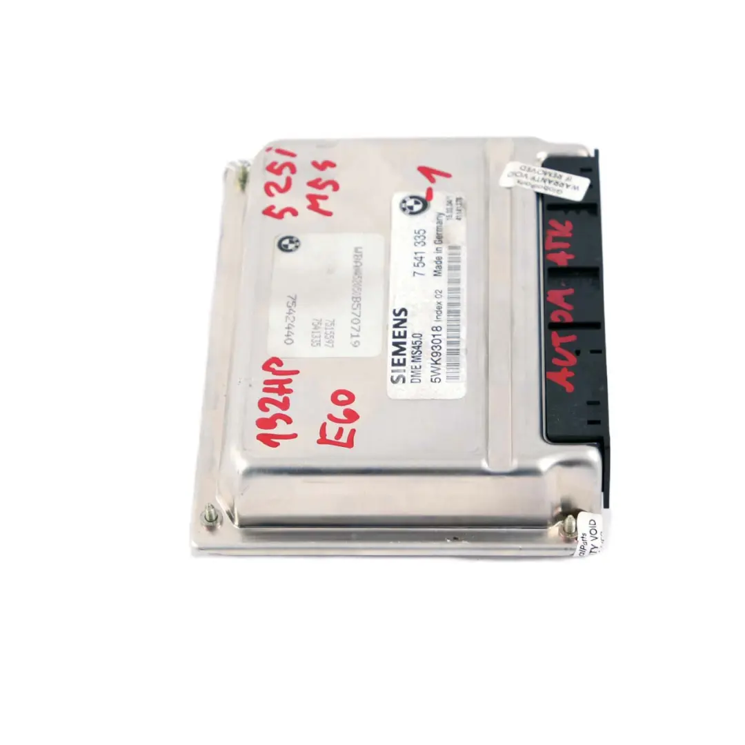 M54 192HP ECU Engine Control Unit DME Automatic to BMW 5 Series E60 525i with Part number 7541335 BMW 5 Series E60 525i M54 192HP ECU Engine Control Unit DME Automatic - SKU 7541335-2 - Part number 7541335