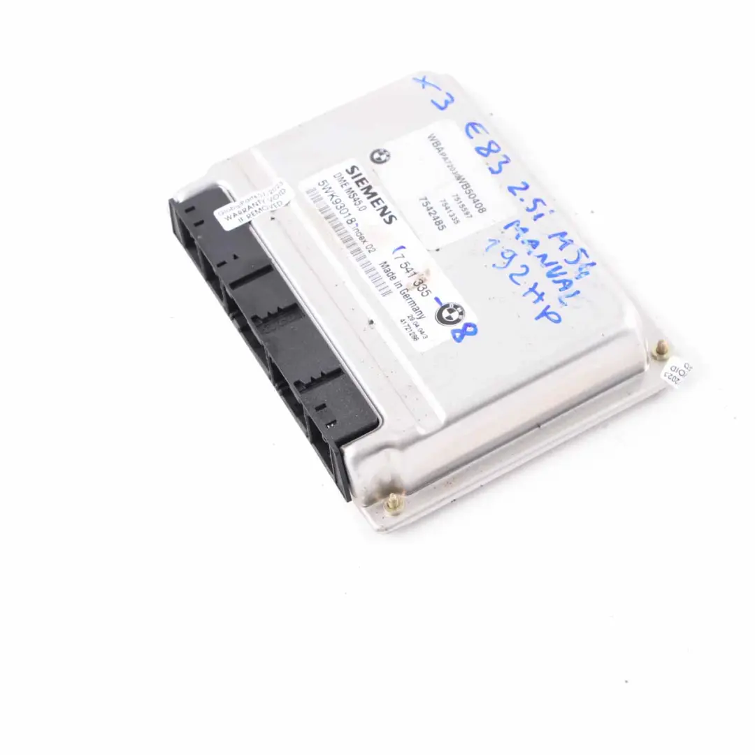 M54 2.5i 192HP Engine Control Unit ECU DME Manual to BMW X3 E83 with Part number 7541335 BMW X3 E83 M54 2.5i 192HP Engine Control Unit ECU DME Manual - SKU 7541335-8 - Part number 7541335