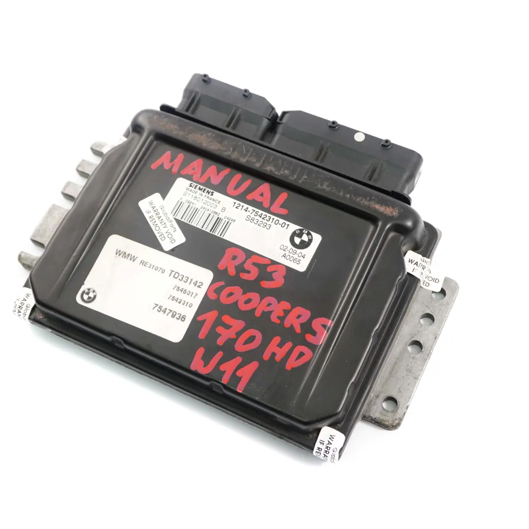 MINI Cooper S R52 R53 W11 170HP Engine Control Unit ECU DME Manual - SKU 7542310-1 - Part number 7542310