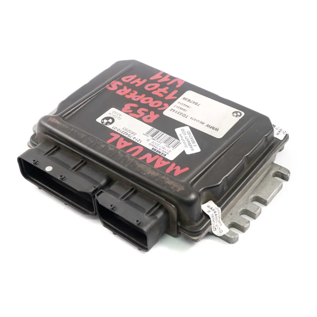 MINI Cooper S R52 R53 W11 170HP Engine Control Unit ECU DME Manual - SKU 7542310-1 - Part number 7542310