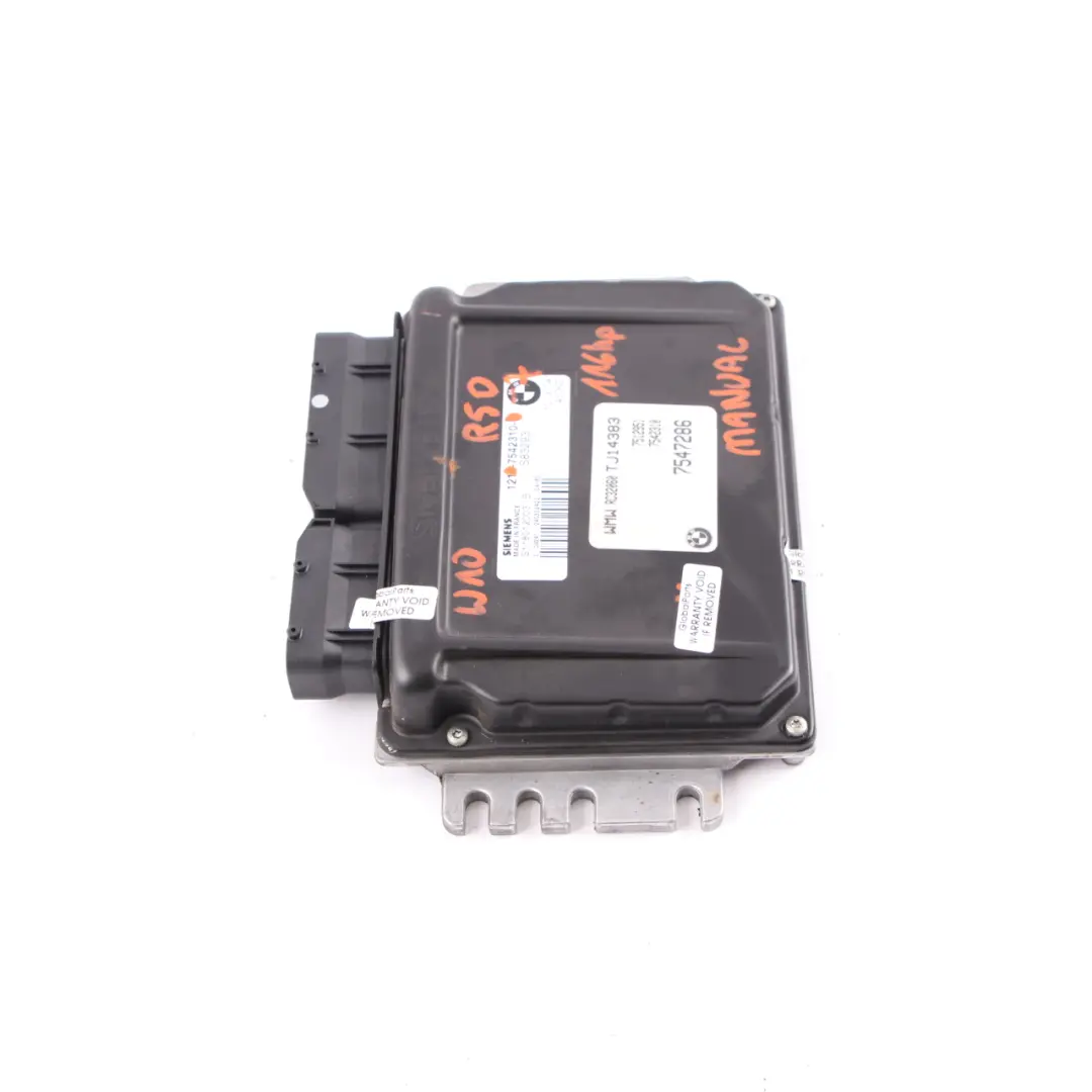 Module de contrôle du moteur ECU DME Manual pour Mini Cooper R50 W10 Petrol à propos du numéro de pièce 7542310 Mini Cooper R50 W10 Petrol Module de contrôle du moteur ECU DME Manual - SKU 7542310-7 - Numéro de pièce 7542310