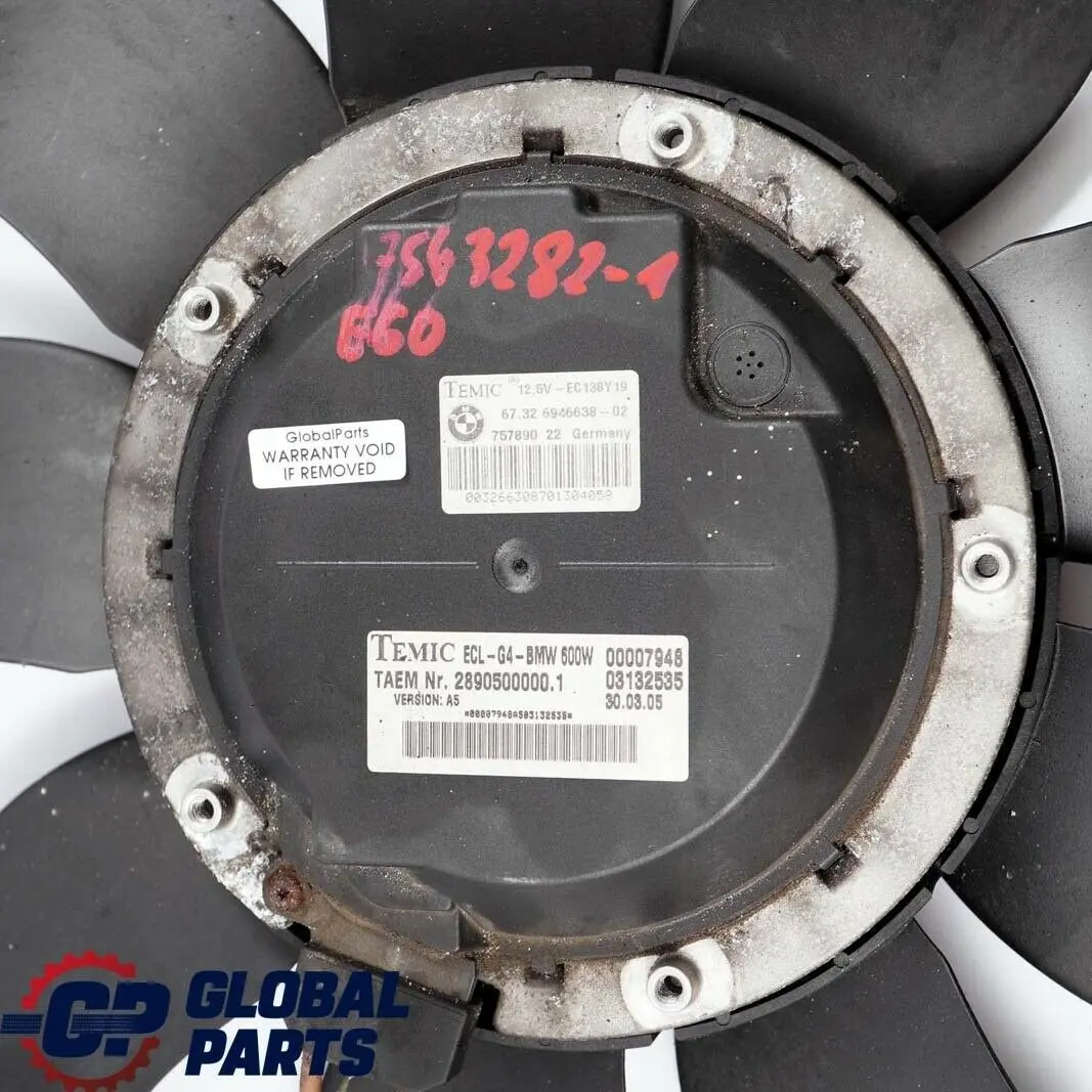Ventilateur refroidissement radiateur essence avec moteur 600W pour BMW E60 E63 E65 à propos du numéro de pièce 7543282 BMW E60 E63 E65 Ventilateur refroidissement radiateur essence avec moteur 600W - SKU 7543282-1 - Numéro de pièce 7543282