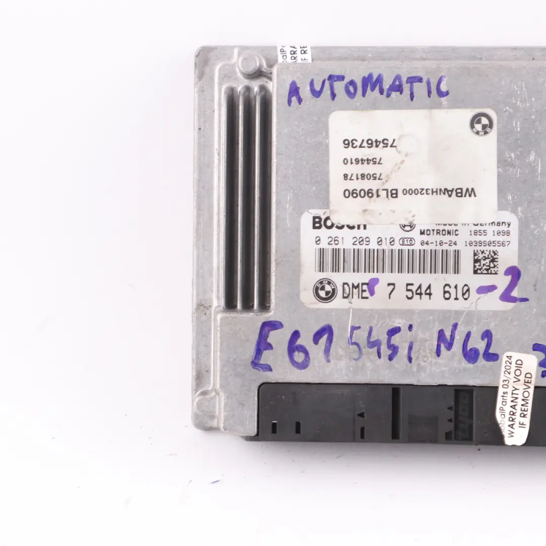 645Ci N62 333HP Engine Control Unit ECU DME to BMW E60 E61 545i E63 with Part number 7544610 BMW E60 E61 545i E63 645Ci N62 333HP Engine Control Unit ECU DME - SKU 7544610-2 - Part number 7544610
