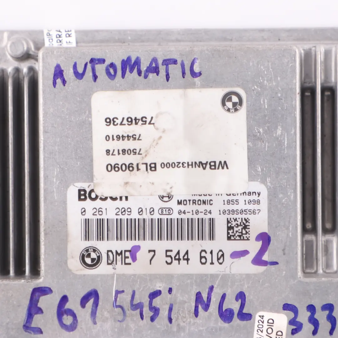 BMW E60 E61 545i E63 645Ci N62 333HP Engine Control Unit ECU DME - SKU 7544610-2 - Part number 7544610