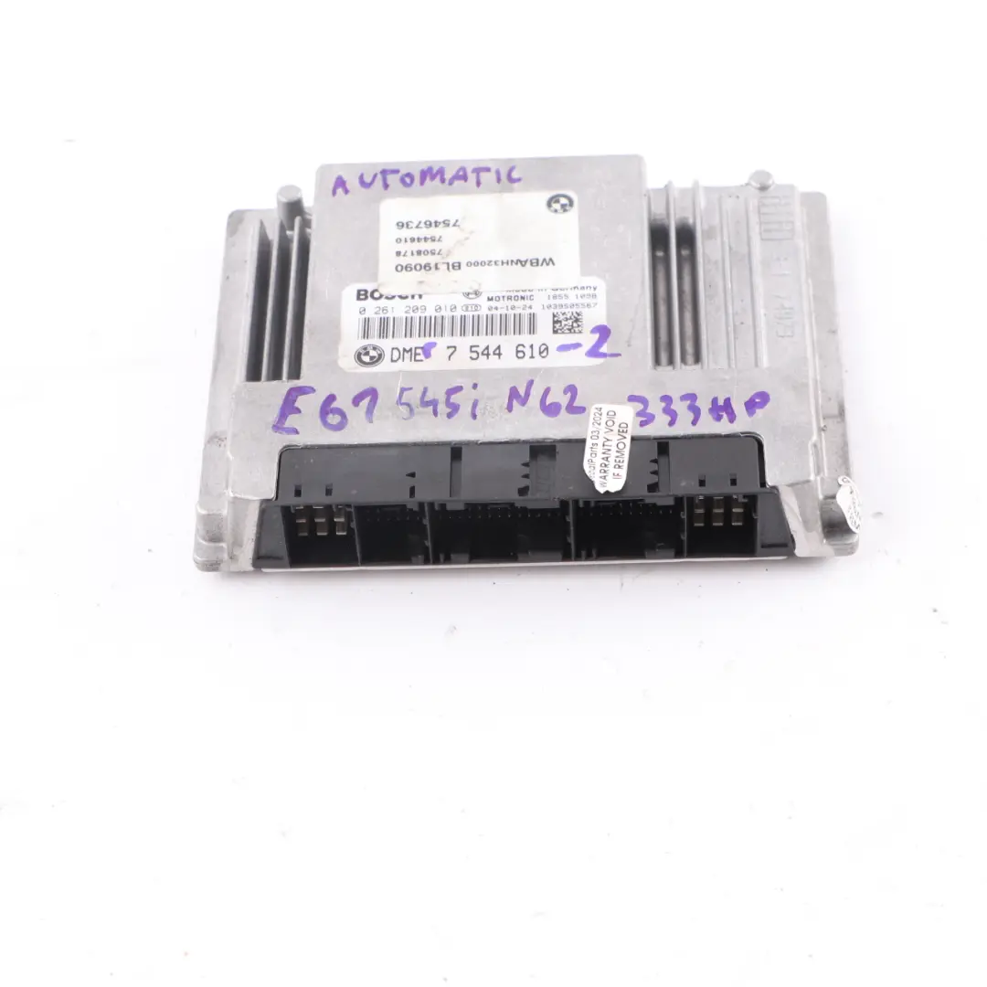 BMW E60 E61 545i E63 645Ci N62 333HP Engine Control Unit ECU DME - SKU 7544610-2 - Part number 7544610