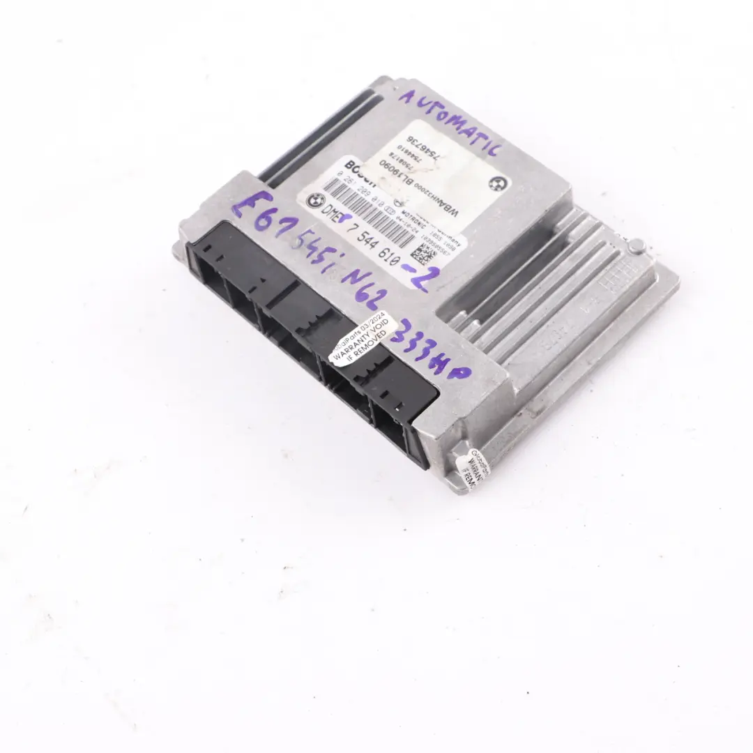 645Ci N62 333HP Engine Control Unit ECU DME to BMW E60 E61 545i E63 with Part number 7544610 BMW E60 E61 545i E63 645Ci N62 333HP Engine Control Unit ECU DME - SKU 7544610-2 - Part number 7544610